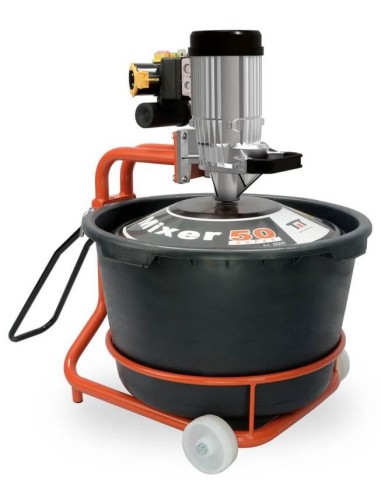 1 - Mortar glue mixer with whisk and bucket 115V 65L Battipav mixer 50 super