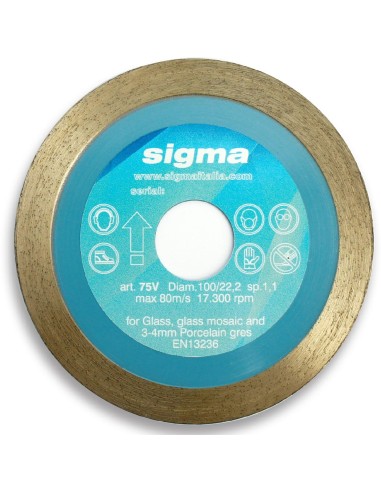 1 - DIAMOND DISC SIGMA 75V FOR DRY CUTTING Ø 100 mm BORE 22,2 mm THICK 1,1 mm