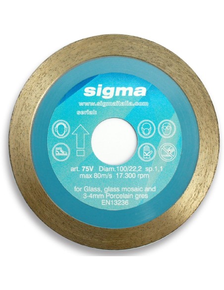 1 - DIAMOND DISC SIGMA 75V FOR DRY CUTTING Ø 100 mm BORE 22,2 mm THICK 1,1 mm