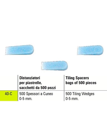 1 - TILING WEDGES PLASTIC SPACERS SIGMA 40-C BAGS OF 500 PICES THICKNESS mm 0 - 5 mm