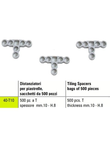 1 - TILING PLASTIC SPACERS T SIGMA 40-T10 BAGS OF 500 PICES THICKNESS mm 10 - H.8