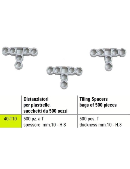 1 - TILING PLASTIC SPACERS T SIGMA 40-T10 BAGS OF 500 PICES THICKNESS mm 10 - H.8