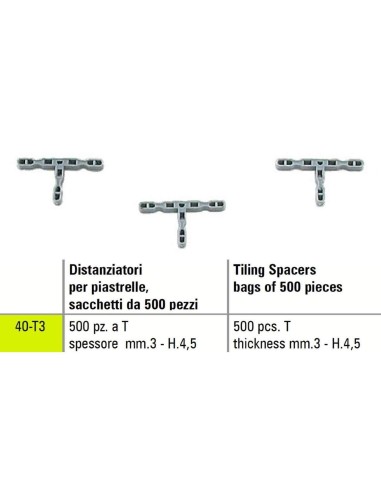1 - TILING PLASTIC SPACERS T SIGMA 40-T3 BAGS OF 500 PICES THICKNESS mm 3 - H.4,5