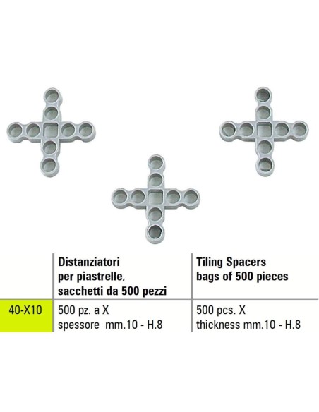 1 - TILING PLASTIC SPACERS X SIGMA 40-X10 BAGS OF 500 PICES THICKNESS mm 10 - H.8