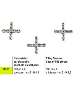 1 - TILING PLASTIC SPACERS X SIGMA 40-X5 BAGS OF 500 PICES THICKNESS mm 5 - H.4,5