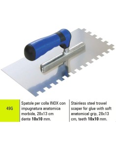 1 - STAINLESS STEEL TROWER FOR GLUE SIGMA 49G 28X13 cm TEETH 10x10 mm
