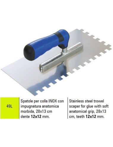 1 - STAINLESS STEEL TROWER FOR GLUE SIGMA 49L 28X13 cm TEETH 12x12 mm