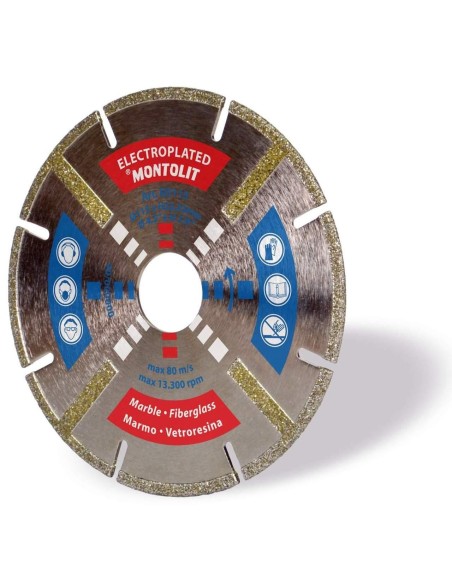 DISCO DIAMANTATO 125 MM MONTOLIT ELECTROPLATED ED125 PER MARMO FIBRE DI VETRO VETRORESINA