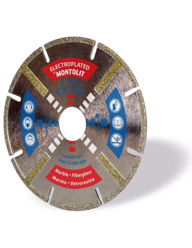 DISCO DIAMANTATO 180 MM MONTOLIT ELECTROPLATED ED180 PER MARMO FIBRE DI VETRO VETRORESINA