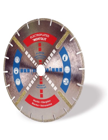 DISCO DIAMANTATO 230 MM MONTOLIT ELECTROPLATED ED230P PER MARMO FIBRE DI VETRO VETRORESINA