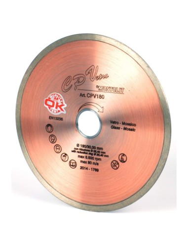 DISCO DIAMANTATO 180 MM MONTOLIT CERMONT CPV180 PER PIASTRELLE IN VETRO