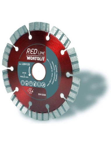 DISCO DIAMANTATO 125 MM MONTOLIT LASERMONT LBH125 PER CALCESTRUZZO GRANITO PORFIDO PIETRE DURE