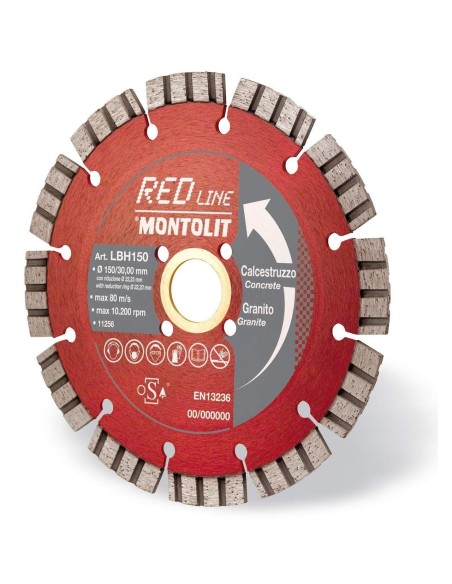 DISCO DIAMANTATO 190 MM MONTOLIT LASERMONT LBH190 PER CALCESTRUZZO GRANITO PORFIDO PIETRE DURE