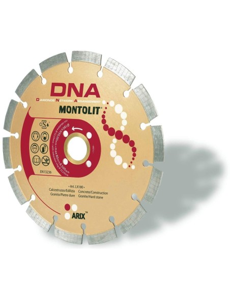 DISCO DIAMANTATO 180 MM MONTOLIT LX180 PER CALCESTRUZZO EDILIZIA GRANITO PORFIDO PIETRE DURE