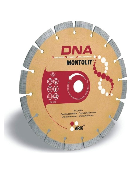 DISCO DIAMANTATO 230 MM MONTOLIT LX230 PER CALCESTRUZZO EDILIZIA GRANITO PORFIDO PIETRE DURE