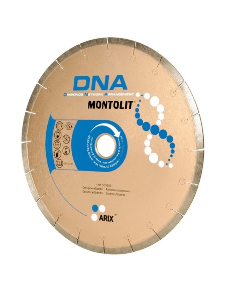 DISCO DIAMANTATO 250 MM MONTOLIT DNA SCX250 PER GRES CERAMICA GRANITO