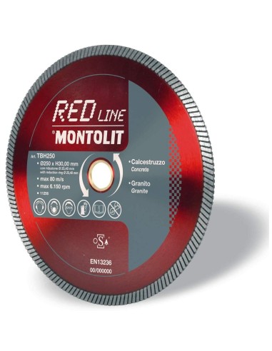 DISCO DIAMANTATO 250 MM MONTOLIT TURMONT TBH250 PER CALCESTRUZZO E GRANITO
